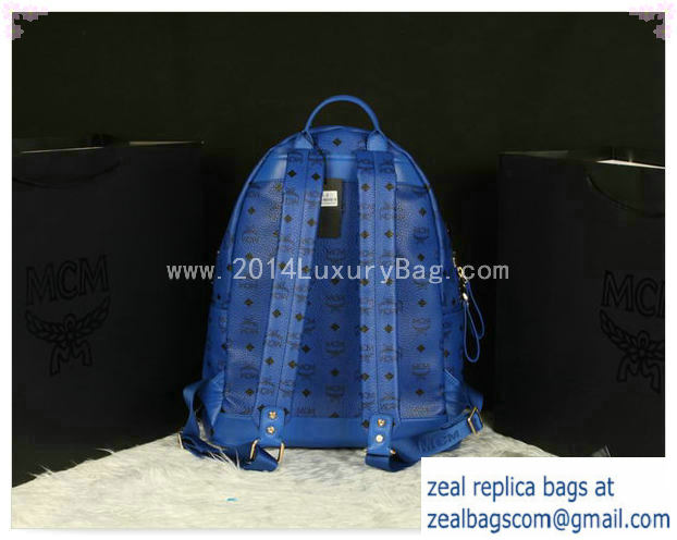 High Quality Replica MCM Stark Backpack Jumbo in Calf Leather 8100 Blue - Click Image to Close